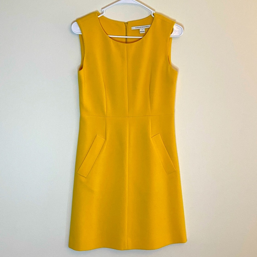 Diane von Furstenberg yellow cocktail dress.